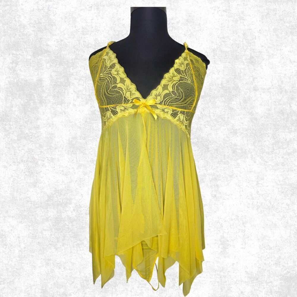 Avidlove Yellow Lace Babydoll Lingerie – 4X / XXXXL - Picture 4 of 5